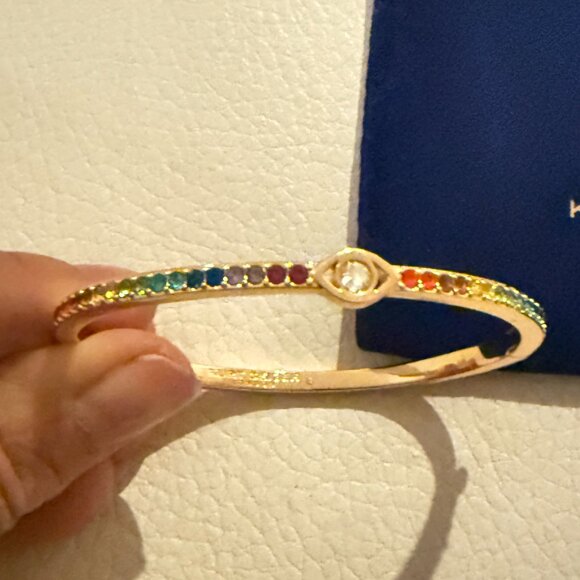 NWT KURT GEIGER Evil Eye Crystal Hinge Bangle BRACELET MULTICOLOR W BAG - Picture 5 of 7